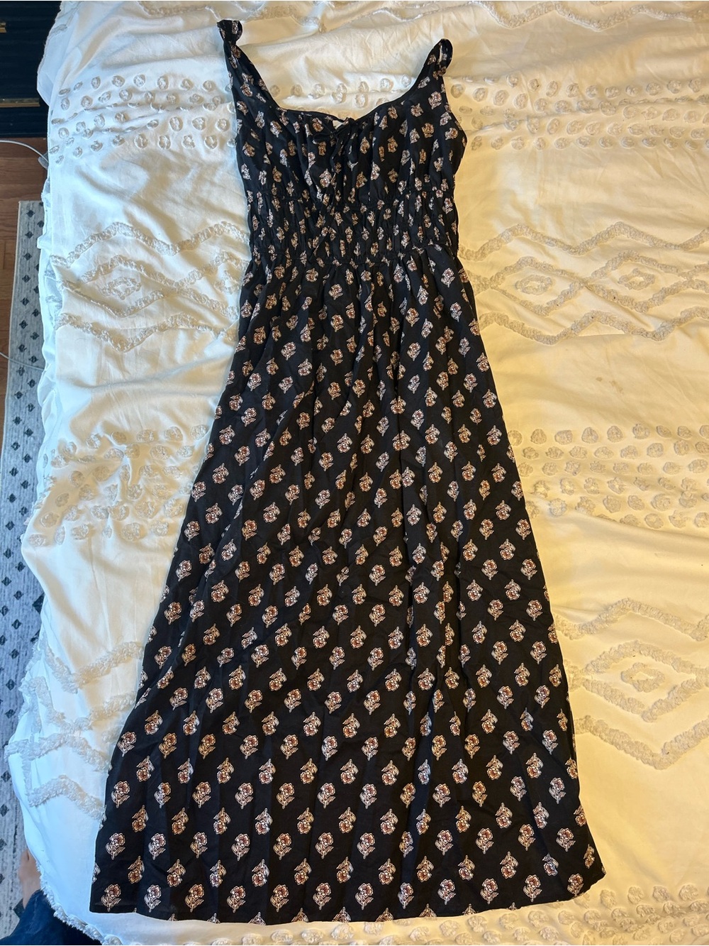 Target Black Floral Maxi Dress with Smocked Bodice